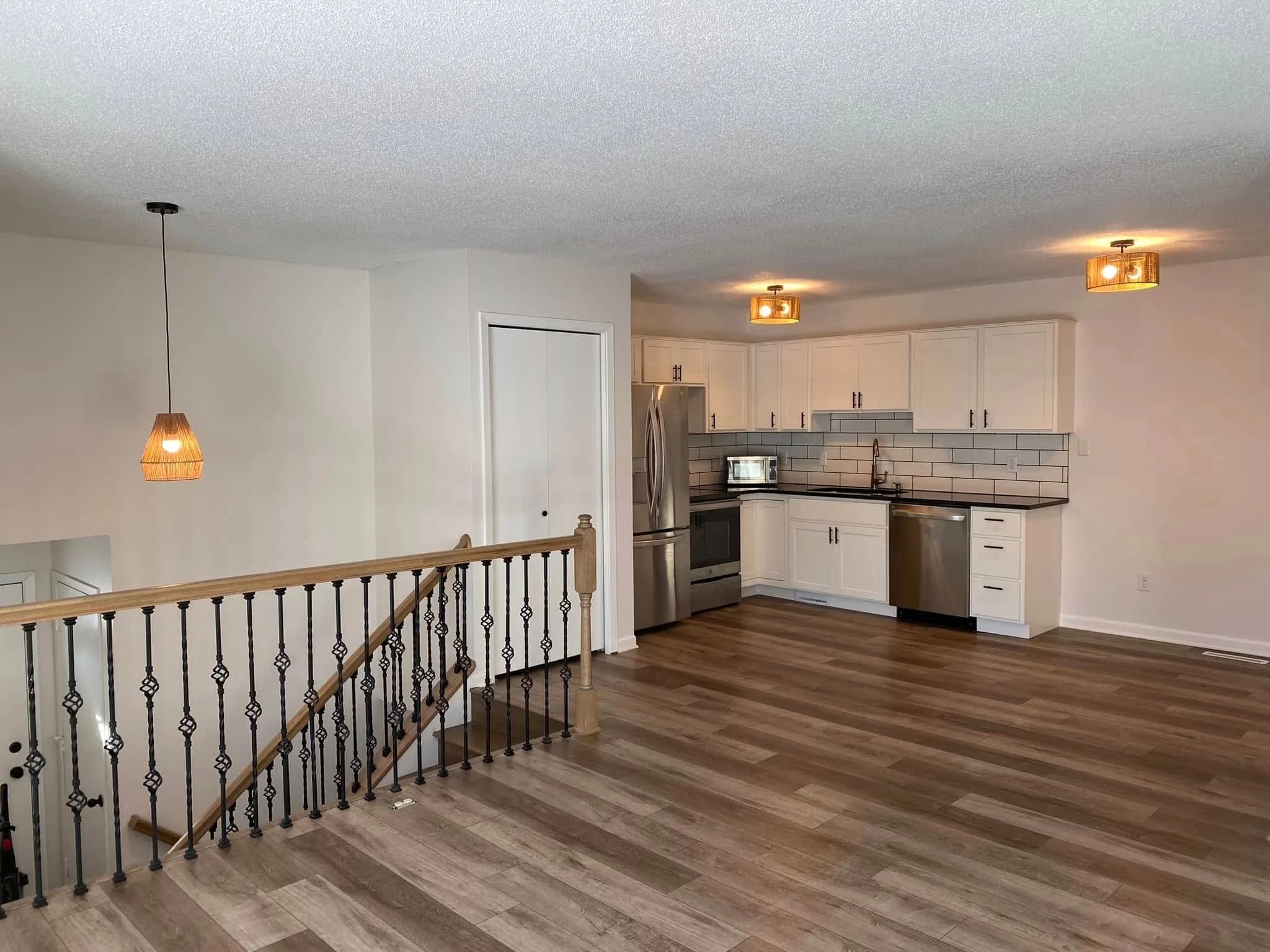 Open concept flooring remodel in a Forest Lake, MN home