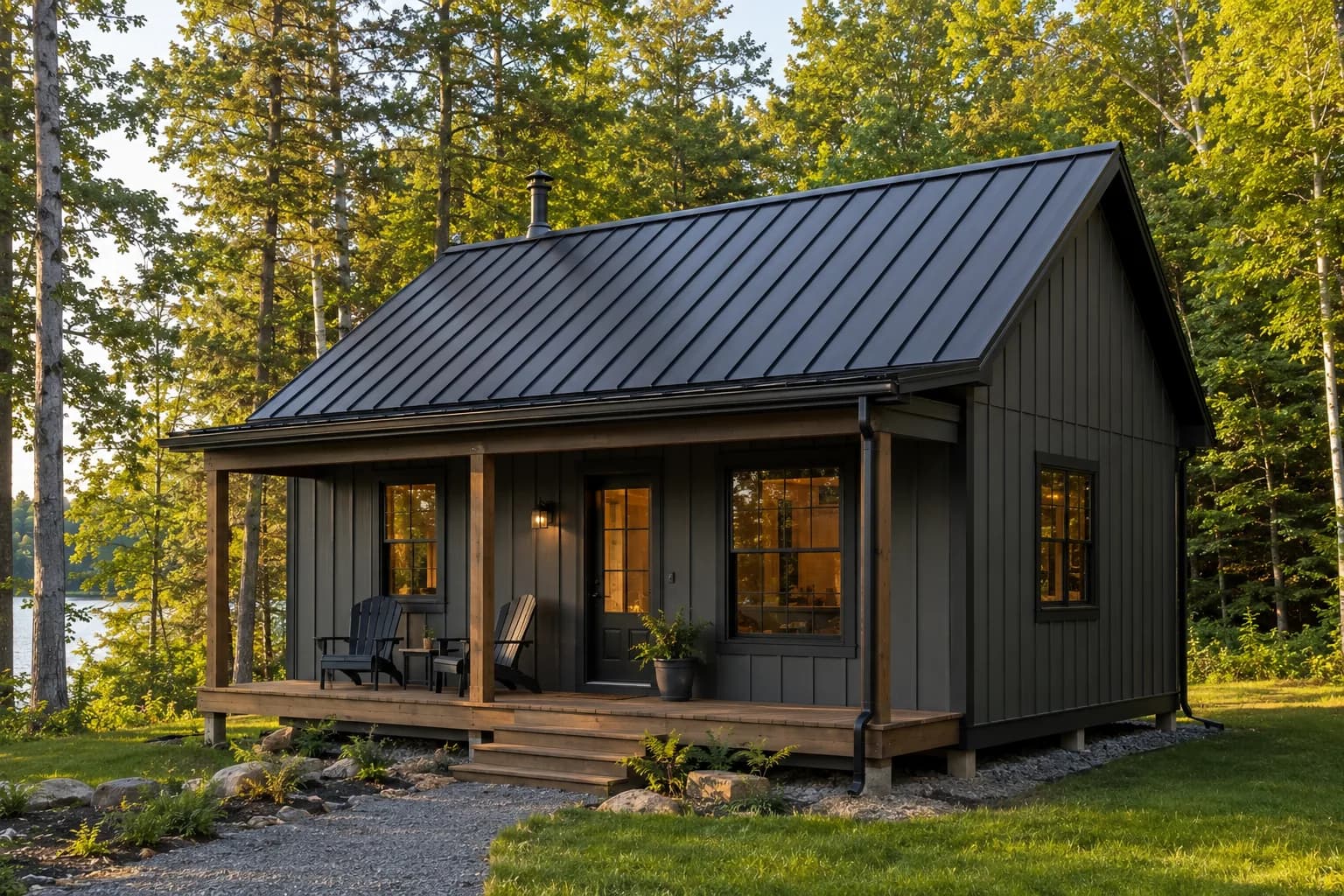 Minnesota cabin with standing seam metal roof remodel
